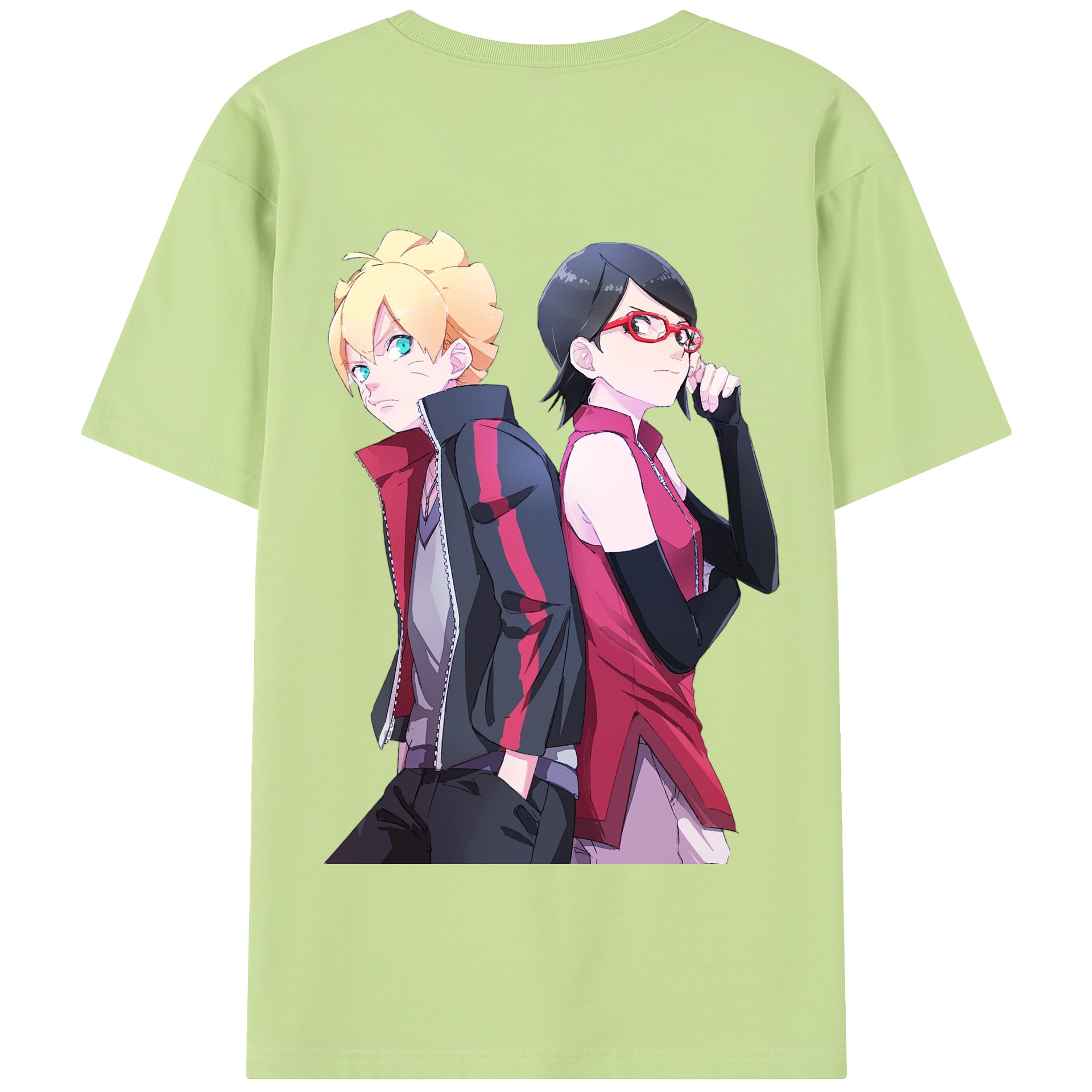 （画像用） NARUTO -ナルト- うちは サラダ Uchiha Sarada 綿100％半袖Tシャツ（背面プリント）